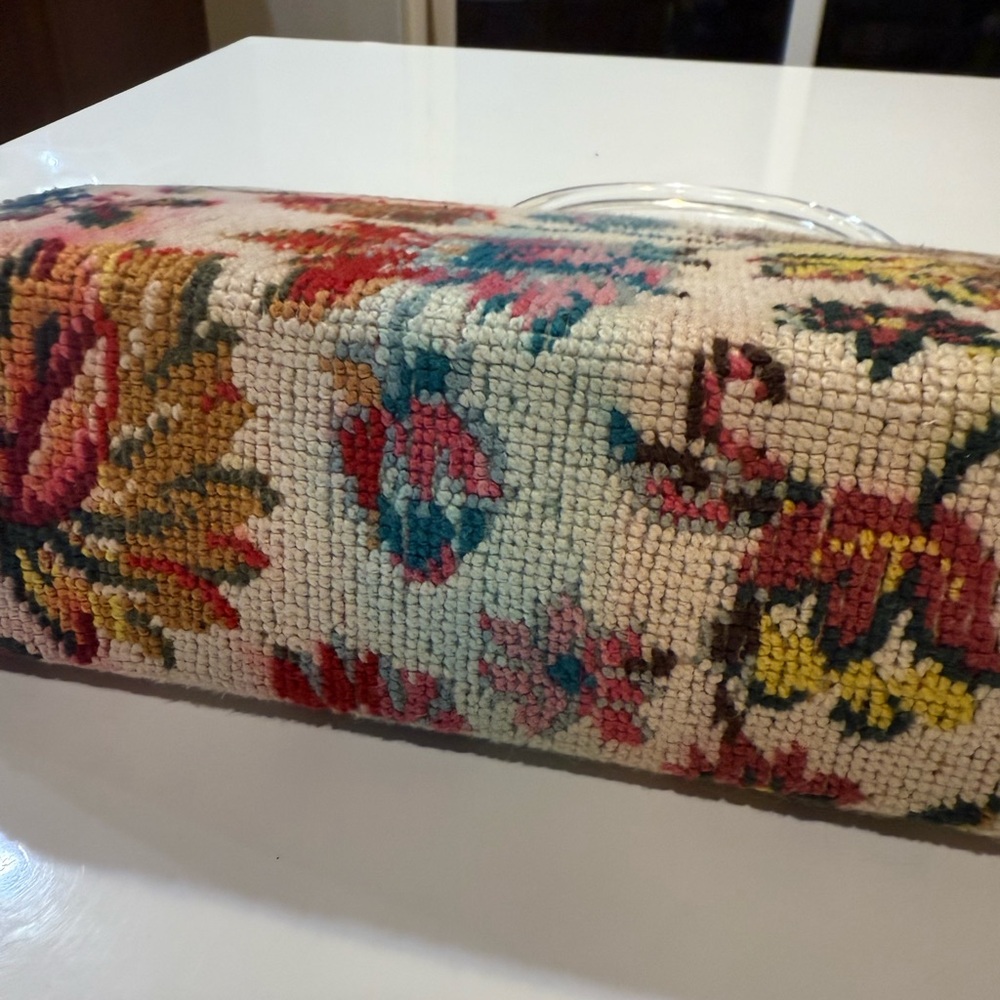 3 in 1 Lucite Handle Floral Tapestry Vintage Handbag - Picture 3 of 7